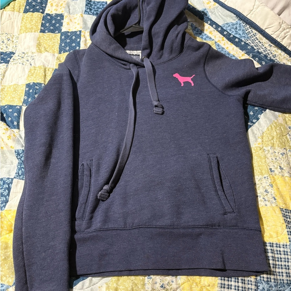 PINK Victoria's Secret blue Hoodie with Pink Logo